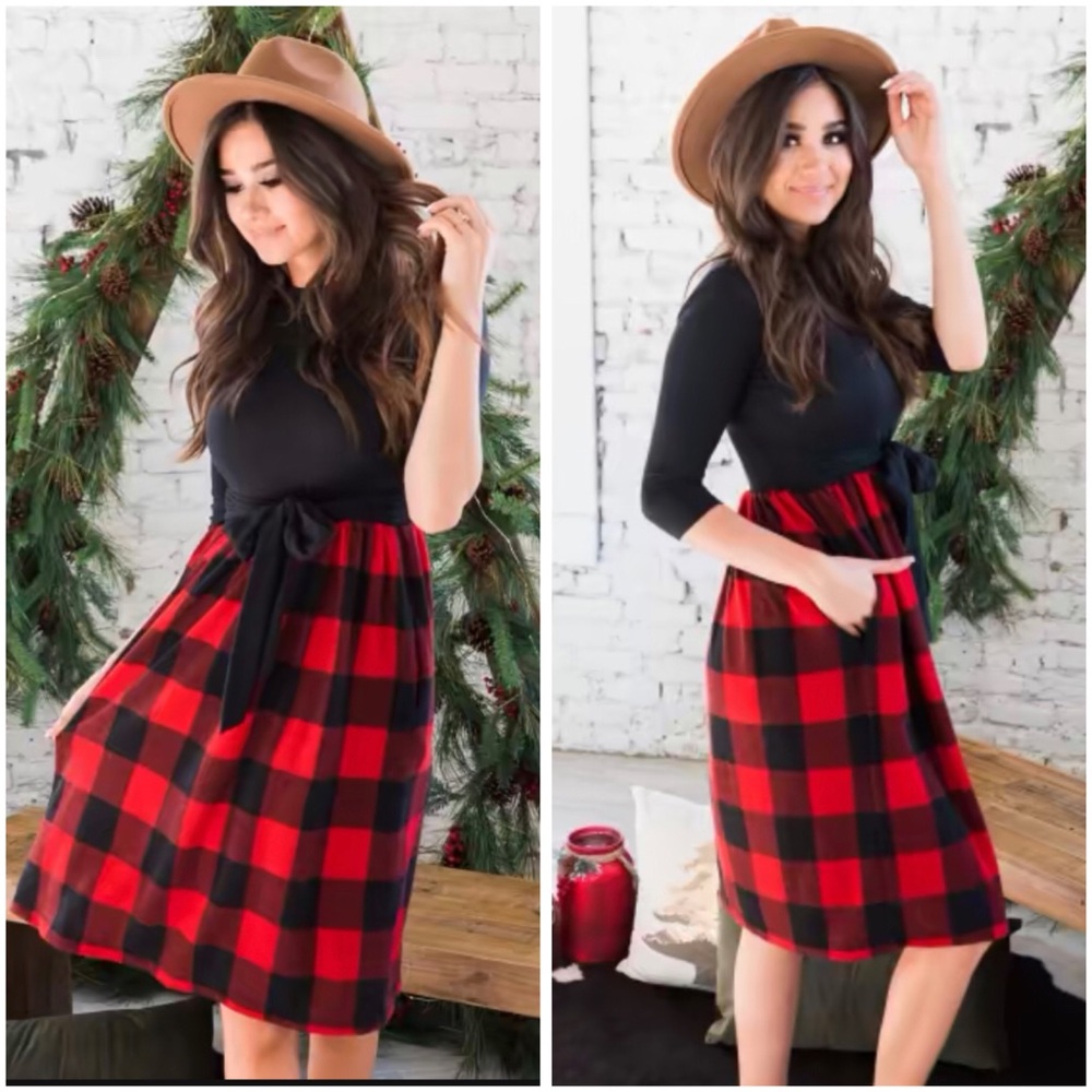 Checkered Print Midi dress